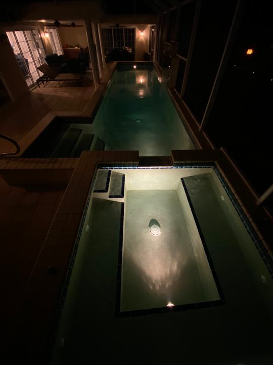 Spa glowing at night